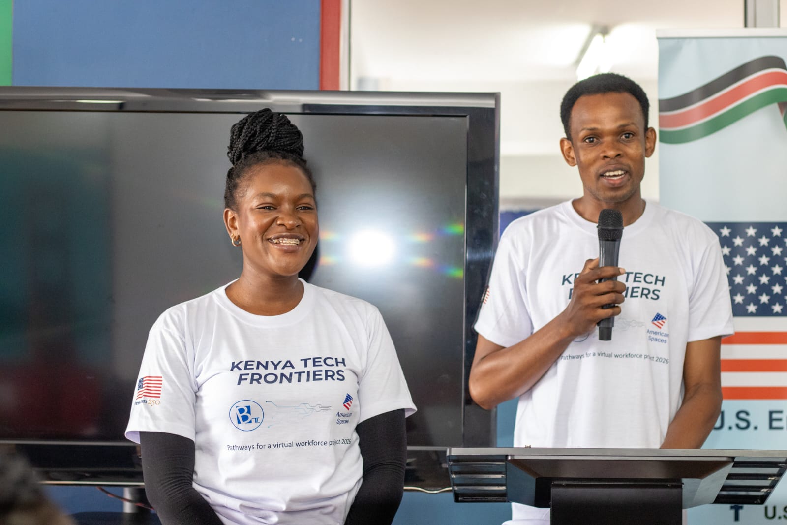 Teddy Jeremy speaking at a Kenya Tech Frontiers event